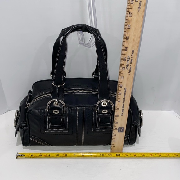 Coach Soho MIA Black Leather Satchel Purse Shoulder Bag With Side Pockets - Picture 11 of 15